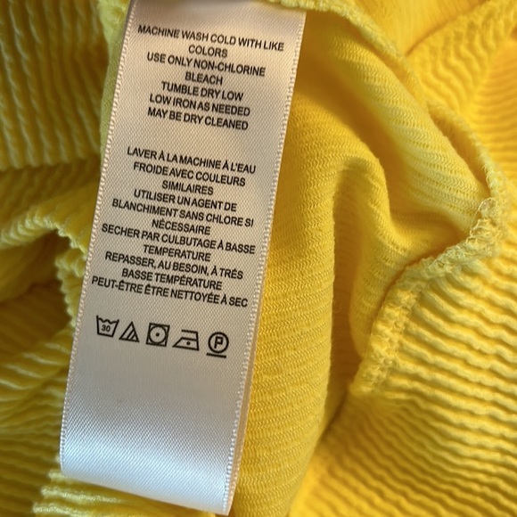 NWT Anthro Maeve Kasi Yellow Ribbed Draped Back Crop Pullover Top - L P - Picture 15 of 16